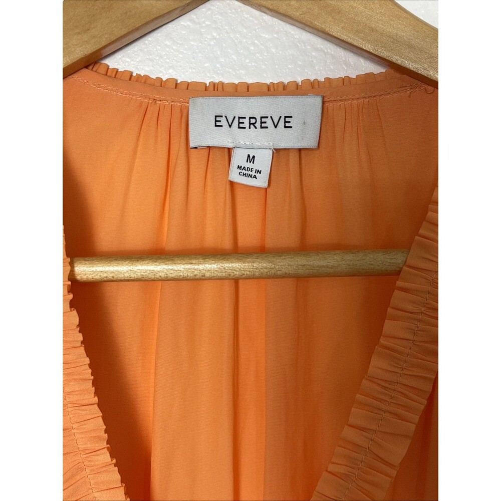 Evereve Orange Smocked Waist Flutter Sleeve Sleeveless Women’s Blouse Size S - Picture 2 of 5